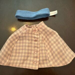 American‎ Girl Doll 18" Cozy Plaid Outfit Pink  White Cape Capelet & headband